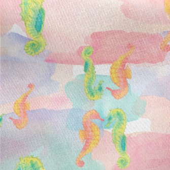 Two-color Seahorse In Watercol Jersey Backed Fleece