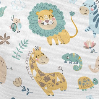 African Animals Playing Togeth Pongee