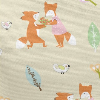 Sweet Happy Couple Foxes Pongee
