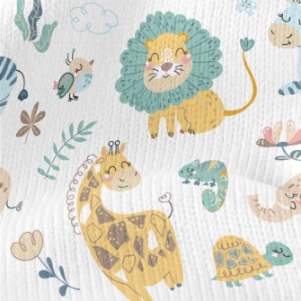 African Animals Playing Togeth Stretch Jersey