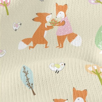 Sweet Happy Couple Foxes Stretch Jersey