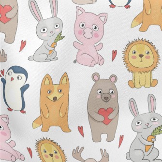 Animals That Love Each Other Lightweight Cotton Poplin