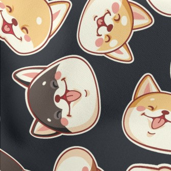 Cute Shiba Inu With A Big Smil Lightweight Cotton Poplin