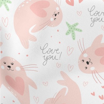 Cute Pink Seal Lightweight Cotton Poplin