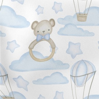 Hot Air Balloon In Blue Sky Wi Lightweight Cotton Poplin