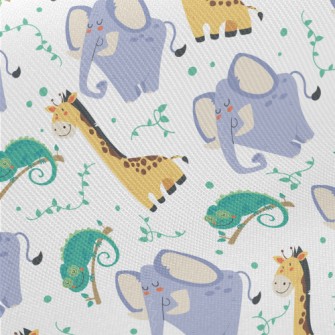 Jungle Animals Ready To Rest Midweight Cotton Poplin