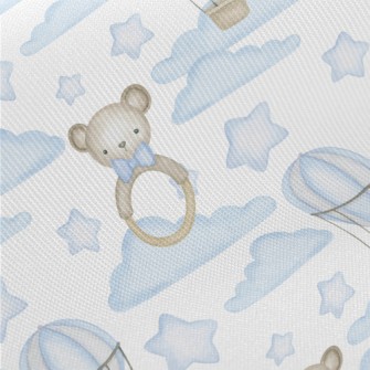 Hot Air Balloon In Blue Sky Wi Midweight Cotton Poplin