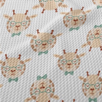 Giraffe Wearing Glasses And Bo Birdseye Piqué