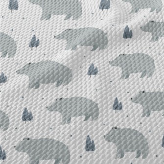 Big Gray Bear Beside Pine Tree Birdseye Piqué