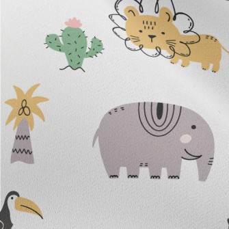 African Birds And Large Animal Chiffon
