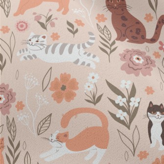 Cuddly Cat And Flowers Chiffon