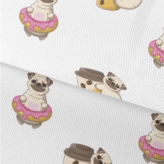 Pug Running Around Waterproof Oxford