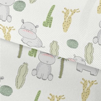 Cactus And Baby Hippo Waterproof Oxford