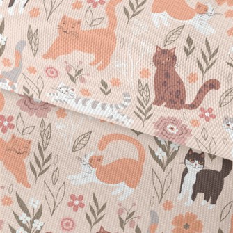 Cuddly Cat And Flowers Waterproof Oxford