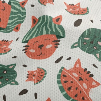 Fusion Of Cat And Watermelon Athletic Mesh Flat Back