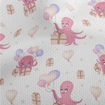 Octopus With Balloons And Gift Athletic Mesh Flat Back