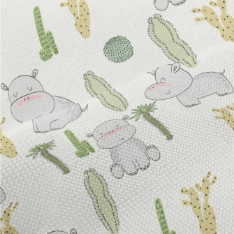 Cactus And Baby Hippo Performance Linen