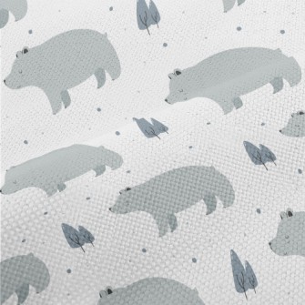 Big Gray Bear Beside Pine Tree Performance Linen