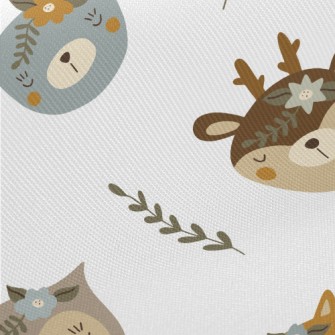 Cute Animals Wearing Wreaths Twill