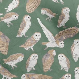 Barn Owl In Different Poses Micro Fleece