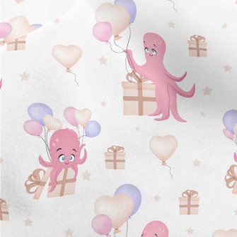 Octopus With Balloons And Gift Micro Fleece