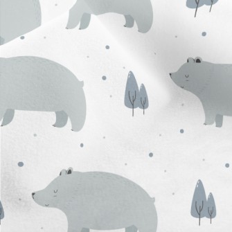 Big Gray Bear Beside Pine Tree Micro Fleece