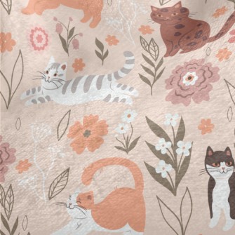 Cuddly Cat And Flowers Minky