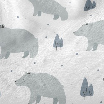 Big Gray Bear Beside Pine Tree Minky