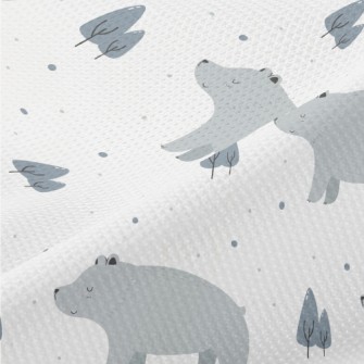 Big Gray Bear Beside Pine Tree Piqué