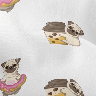 Pug Running Around Lightweight Performance Linen