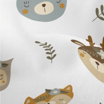 Cute Animals Wearing Wreaths Lightweight Performance Linen