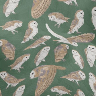 Barn Owl In Different Poses Lightweight Performance Linen