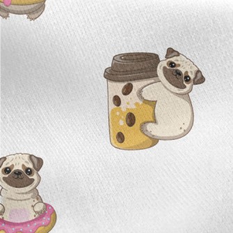 Pug Running Around Jersey Backed Fleece