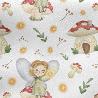 The Elf Sits On The Mushroom H Jersey Backed Fleece