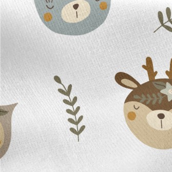 Cute Animals Wearing Wreaths Jersey Backed Fleece