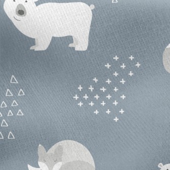 Minimalist Style Fox And Bear Jersey Backed Fleece