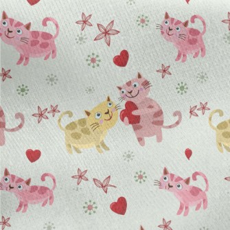 Cute Cat Sharing Love Jersey Backed Fleece