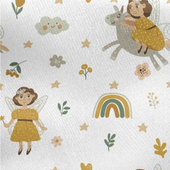 Elf Fairy Riding A Unicorn Jersey Backed Fleece