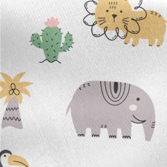 African Birds And Large Animal Jersey Backed Fleece