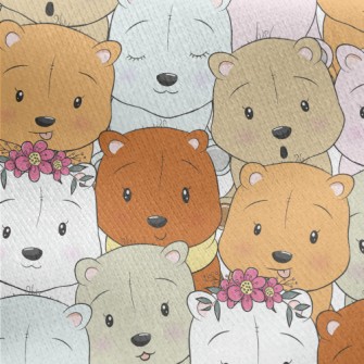 Various Stuffed Bears Jersey Backed Fleece