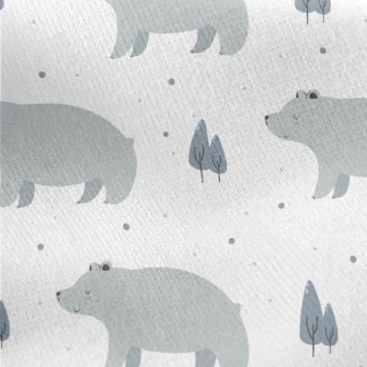 Big Gray Bear Beside Pine Tree Jersey Backed Fleece