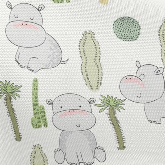 Cactus And Baby Hippo Pongee