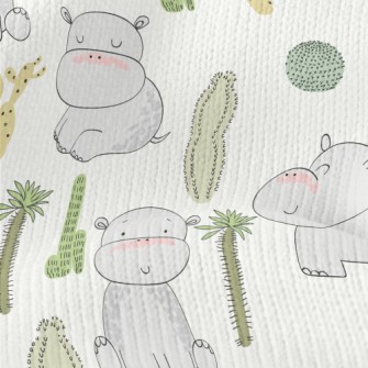 Cactus And Baby Hippo Stretch Jersey