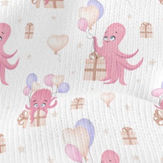 Octopus With Balloons And Gift Stretch Jersey