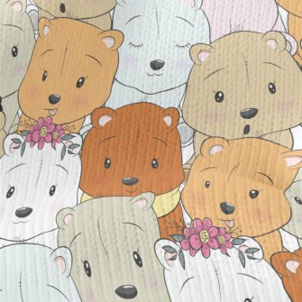 Various Stuffed Bears Stretch Jersey