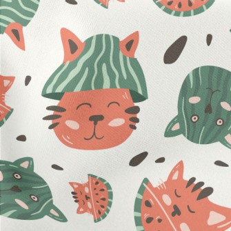 Fusion Of Cat And Watermelon Lightweight Cotton Poplin