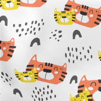 A Cat Family With Warm Smiles Lightweight Cotton Poplin