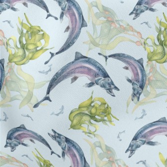 Fish And Plants In The Underwa Lightweight Cotton Poplin