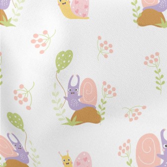 Playful Snail Holding A Balloo Lightweight Cotton Poplin