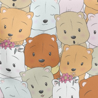 Various Stuffed Bears Lightweight Cotton Poplin